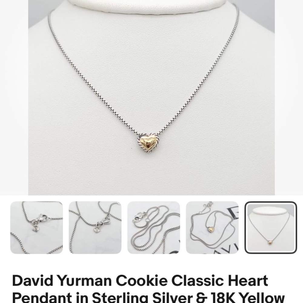 Sold David Yurman Cable Cookie Classic Heart Necklace with 18kt Gold Heart - Picture 8 of 9